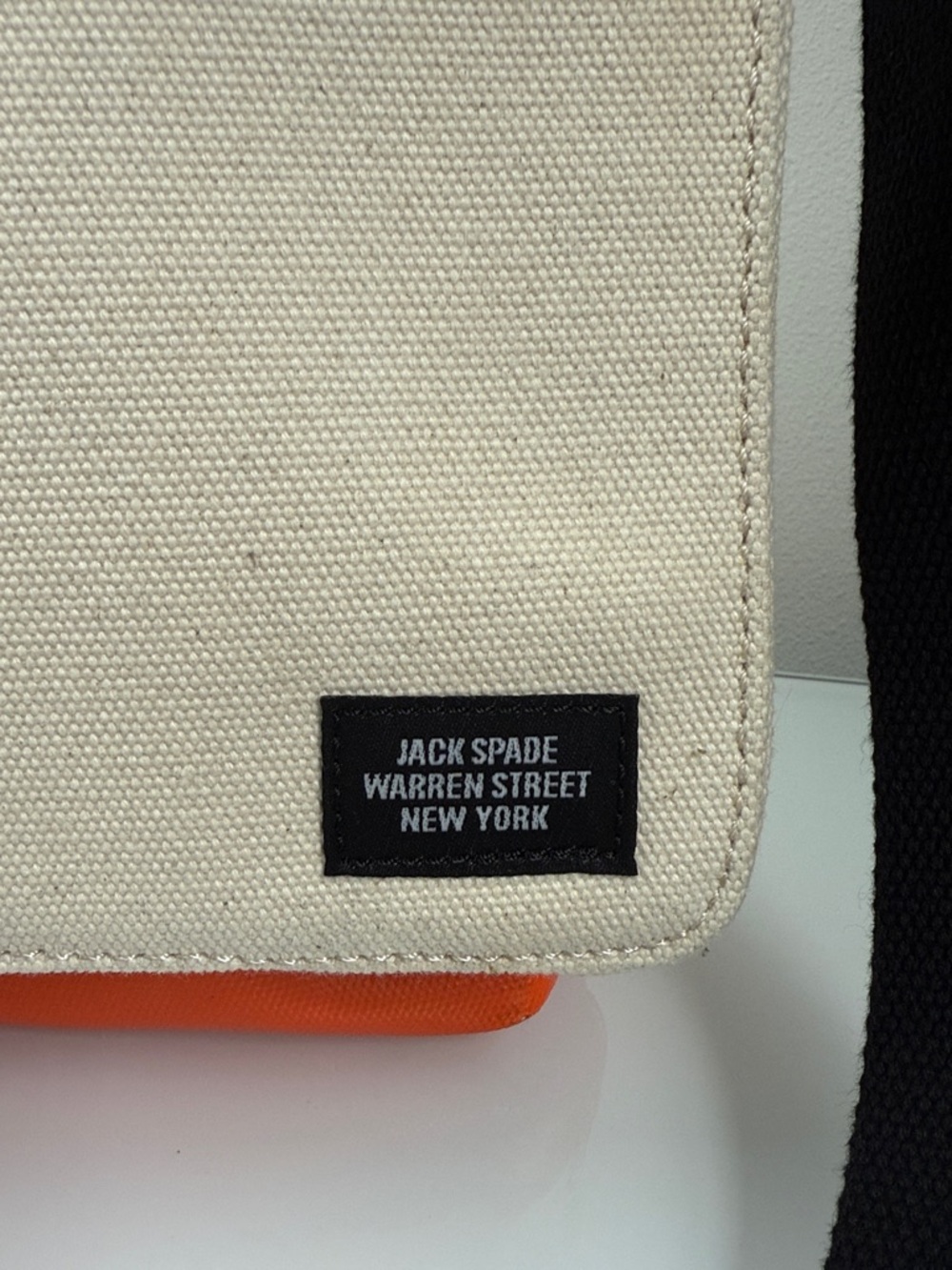Jack Spade Warren Street Dipped Industrial Canvas Messenger Bag - Orange/Cream - Picture 2 of 5